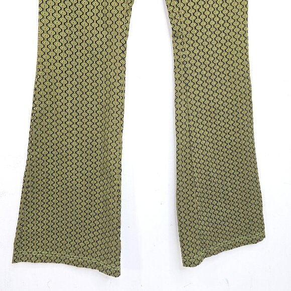 Urban Outfitters Eva Retro Geo Flared Olive Green Low Rise Y2K Trouser Pants - Picture 5 of 11